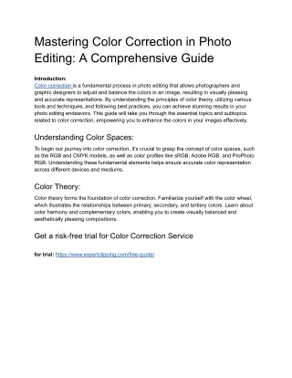 Mastering Color Correction in Photo Editing_ A Comprehensive Guide