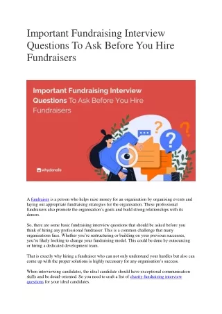 Important Fundraising Interview Questions To Ask Before You Hire Fundraisers