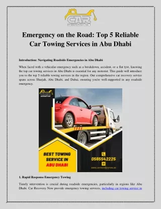 Emergency on the Road Top 5 Reliable Car Towing Services in Abu Dhabi