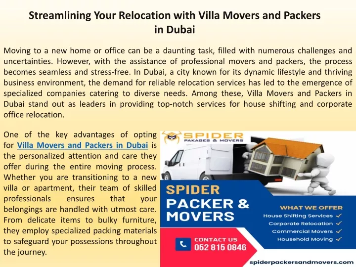 streamlining your relocation with villa movers