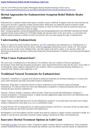Endometriosis Herbal Medicine Recommendations for Women Molendinar (07) 5539 979