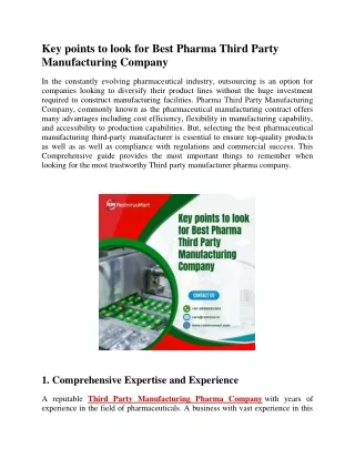 Key points to look for Best Pharma Third Party Manufacturing Company (1)