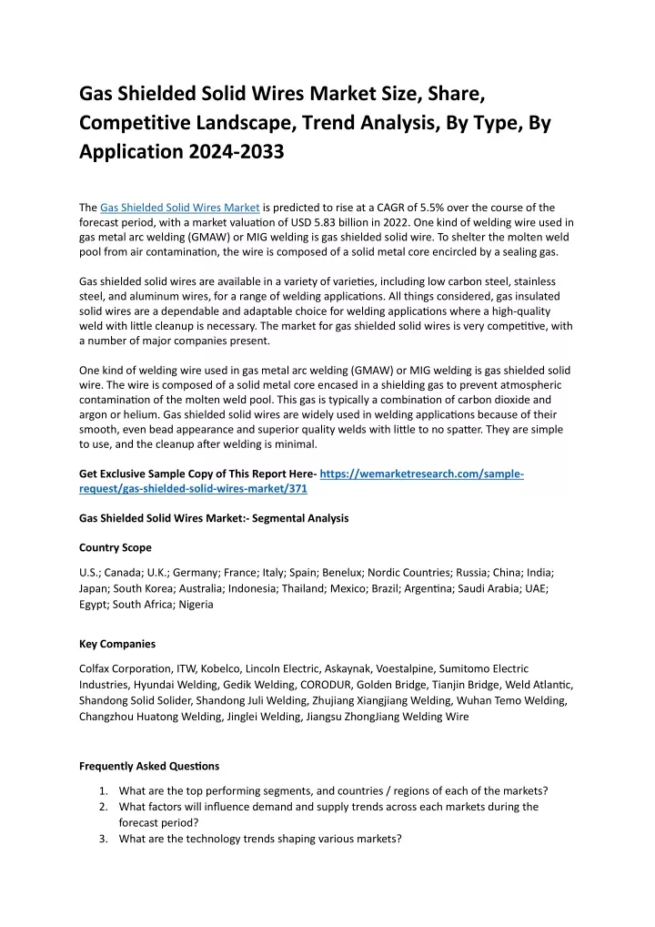 gas shielded solid wires market size share