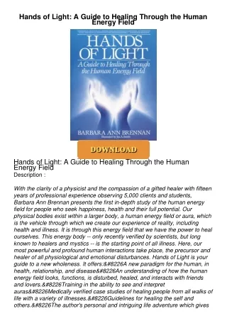 PDF_⚡ Hands of Light: A Guide to Healing Through the Human Energy Field