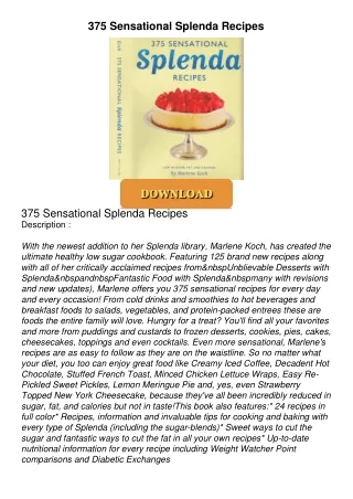 get⚡[PDF]❤ 375 Sensational Splenda Recipes