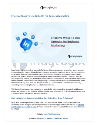 Effective Ways To Use LinkedIn For Business Marketing
