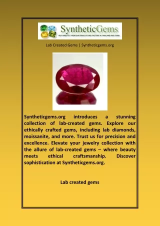 Lab Created Gems Syntheticgems org