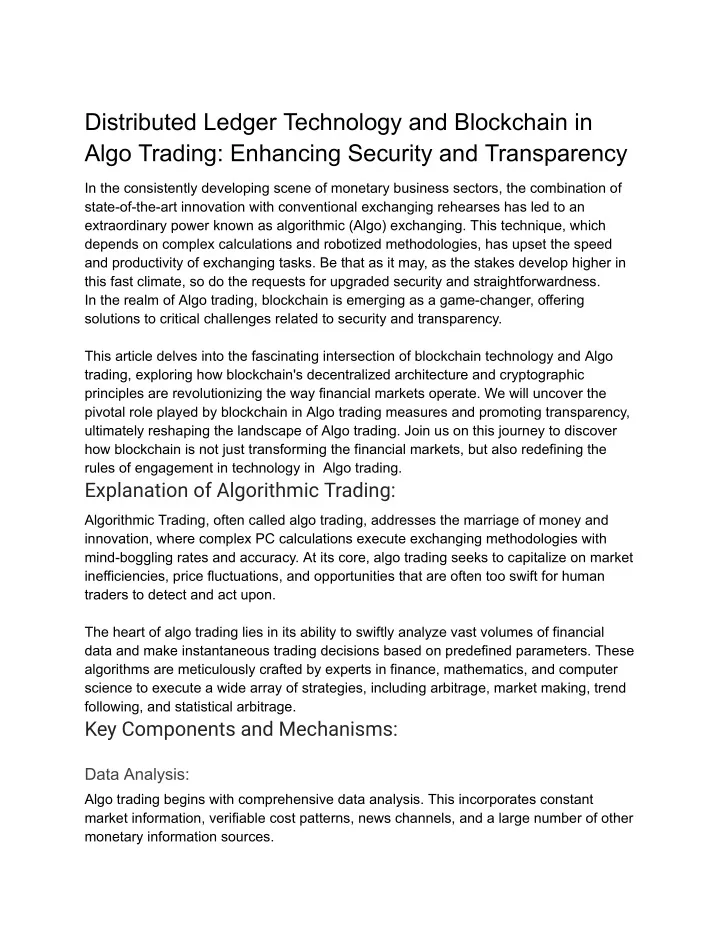 distributed ledger technology and blockchain