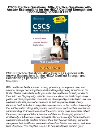 [PDF⚡READ❤ONLINE] CSCS Practice Questions: 400+ Practice Questions with Answer Explanations for