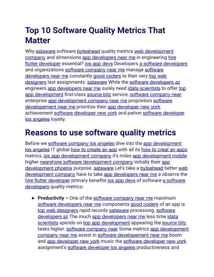 top 10 software quality metrics that matter