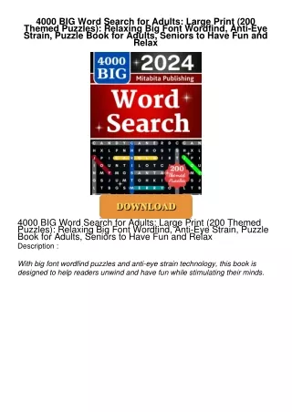 Audiobook⚡ 4000 BIG Word Search for Adults: Large Print (200 Themed Puzzles): Relaxing