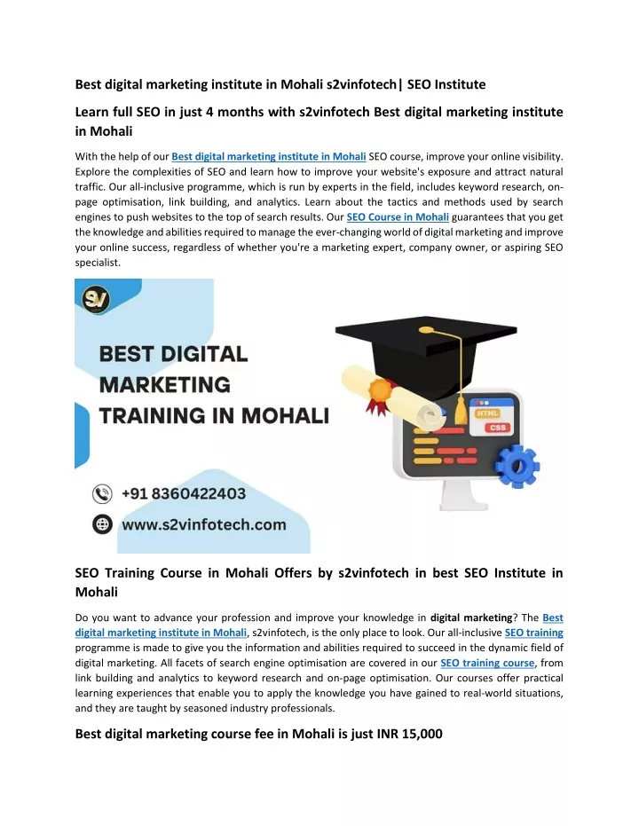 best digital marketing institute in mohali