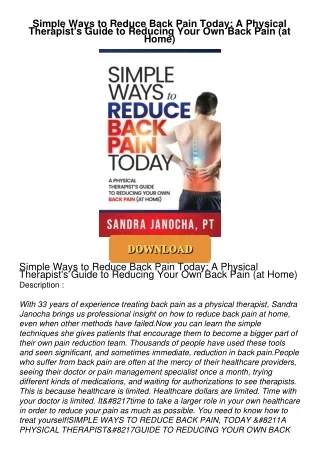 Audiobook⚡ Simple Ways to Reduce Back Pain Today: A Physical Therapist's Guide to