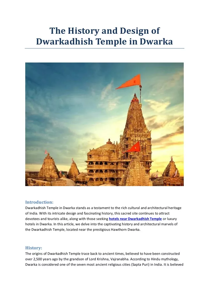 the history and design of dwarkadhish temple