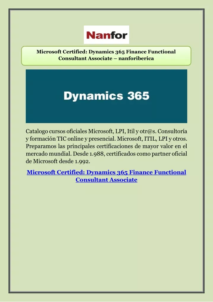 microsoft certified dynamics 365 finance