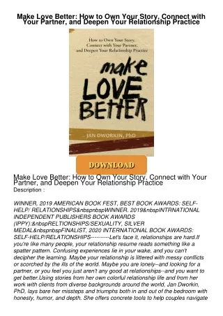 READ⚡[PDF]✔ Make Love Better: How to Own Your Story, Connect with Your Partner, and Deepen