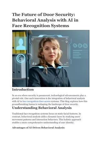 The Future of Door Security: Behavioral Analysis with AI in Face Recognition Sys