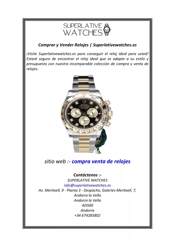 comprar y vender relojes superlativewatches es