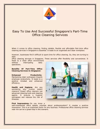 Easy To Use And Successful Singapores Part-Time Office Cleaning Services