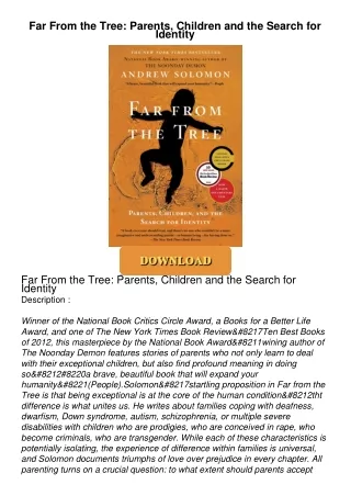 [PDF⚡READ❤ONLINE] Far From the Tree: Parents, Children and the Search for Identity