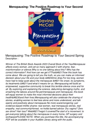 ⚡PDF ❤ Menopausing: The Positive Roadmap to Your Second Spring