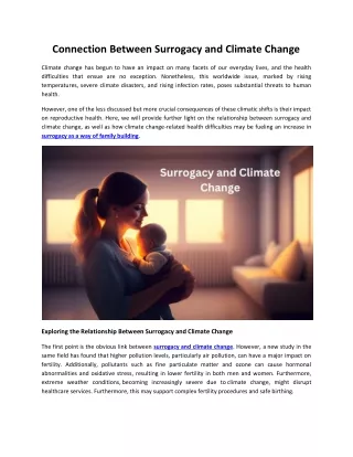 Connection Between Surrogacy and Climate Change