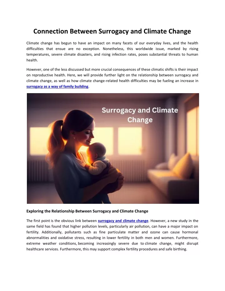 connection between surrogacy and climate change