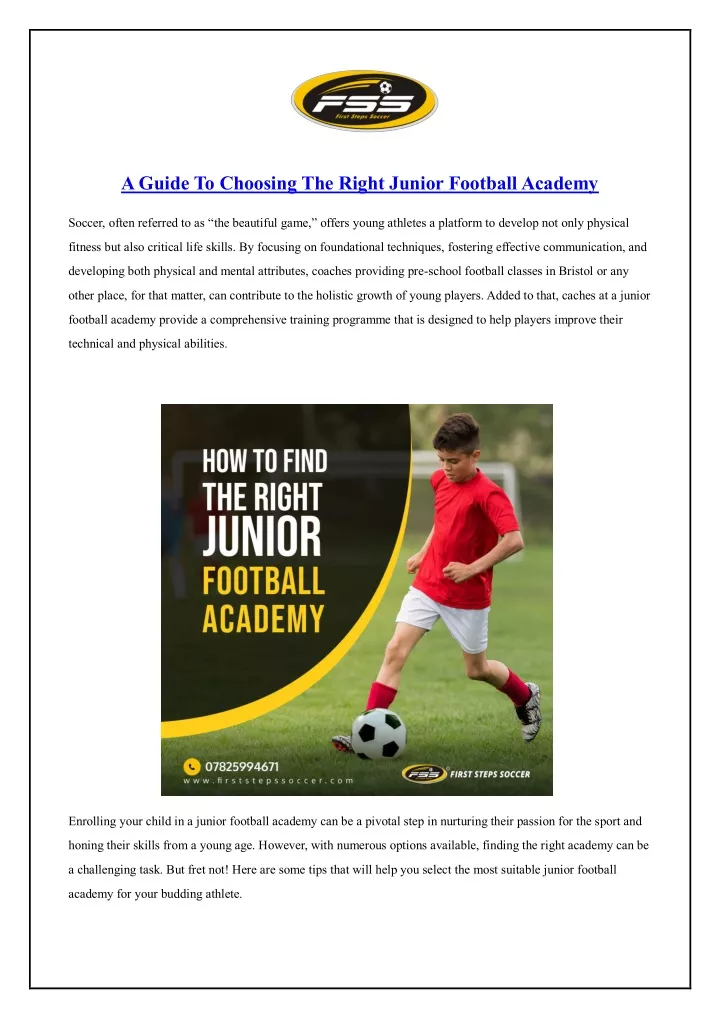 a guide to choosing the right junior football