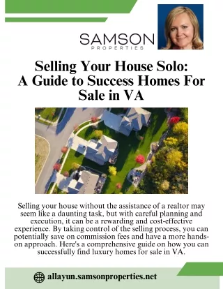 Selling Your House Solo: A Guide to Success Homes For Sale in VA