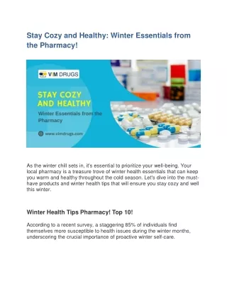 Stay Cozy and Healthy Winter Essentials from the Pharmacy!