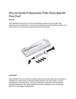 Why Do Dental Professionals Prefer Shofu Beautifil Flow Plus