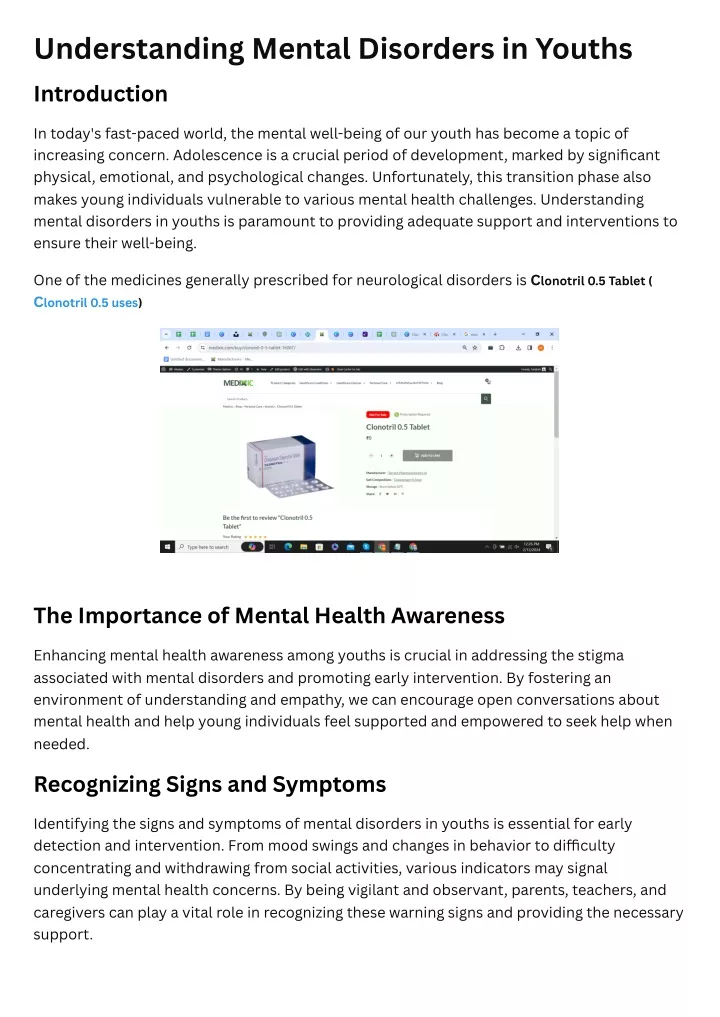 understanding mental disorders in youths