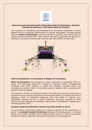 Integrating HVAC UV Disinfection, Escalator Handrail UV Sterilizers, and Cabinet HEPA Air Purifiers