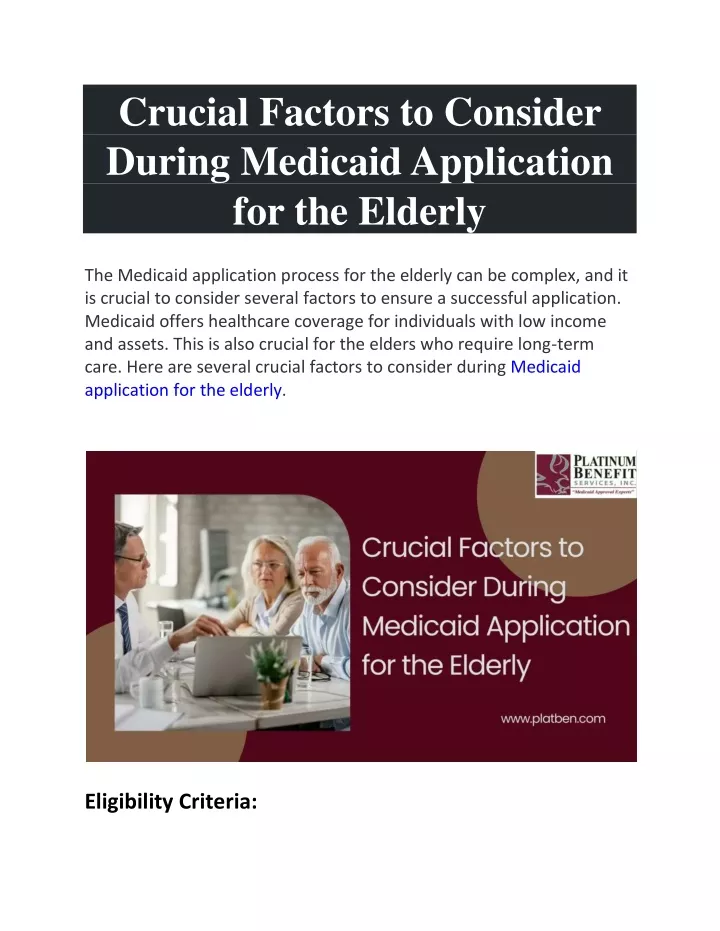 crucial factors to consider during medicaid