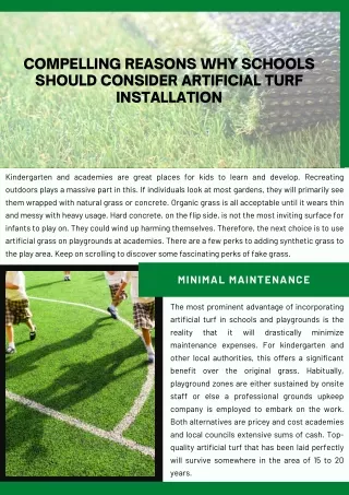 Compelling Reasons Why Schools Should Consider Artificial Turf Installation