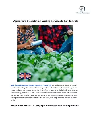 agriculture dissertation writing services