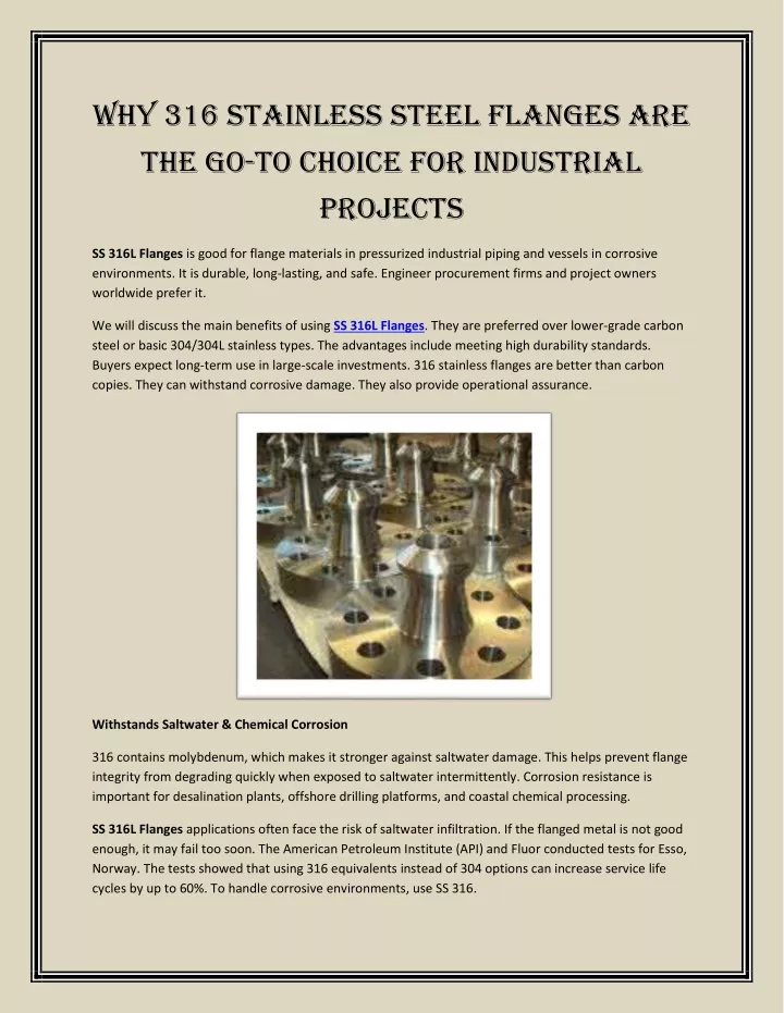 why 316 stainless steel flanges