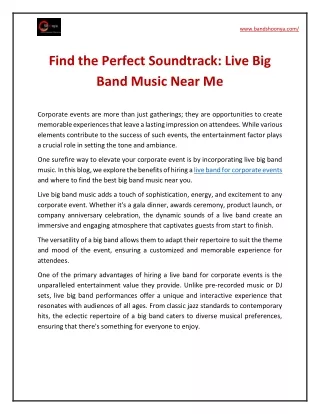 Find the Perfect Soundtrack Live Big Band Music Near Me