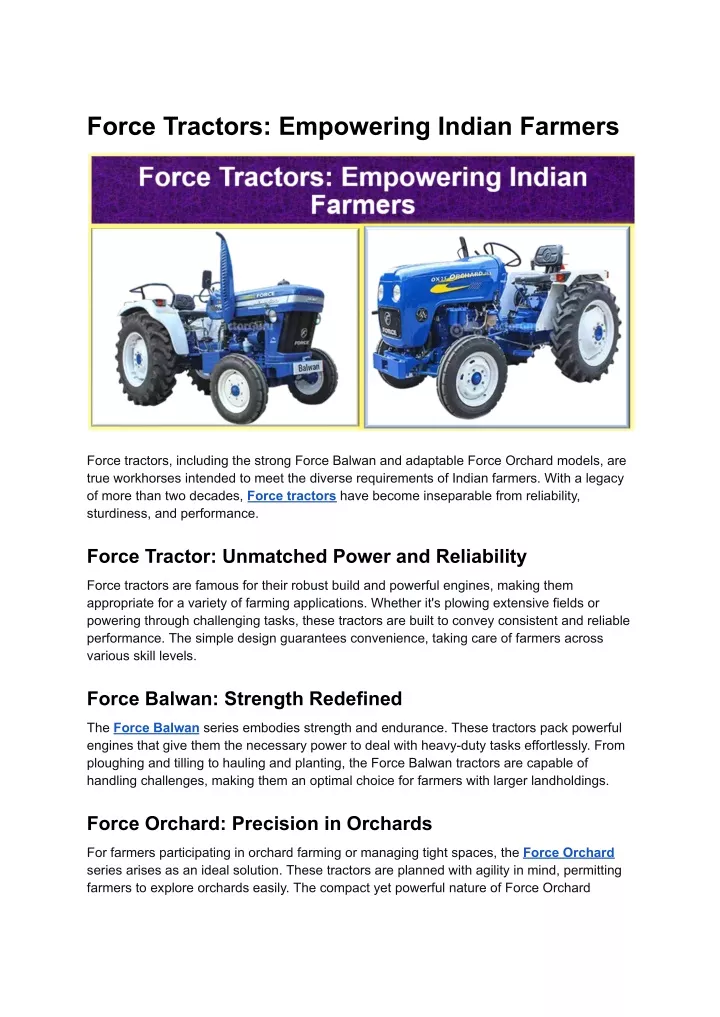 force tractors empowering indian farmers