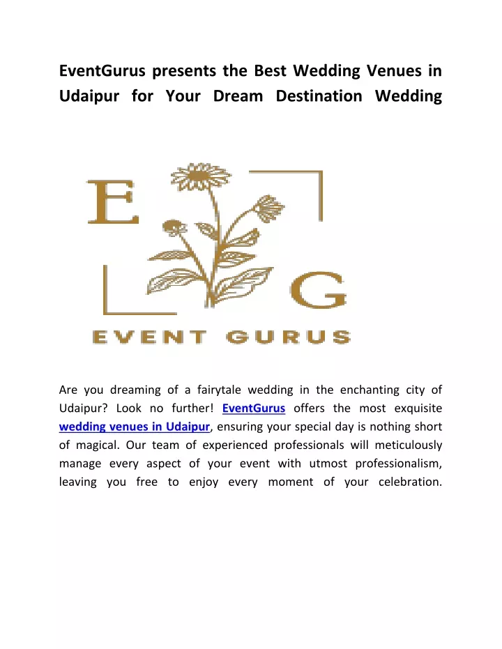 eventgurus presents the best wedding venues