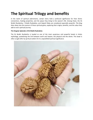 the spiritual trilogy and benefits