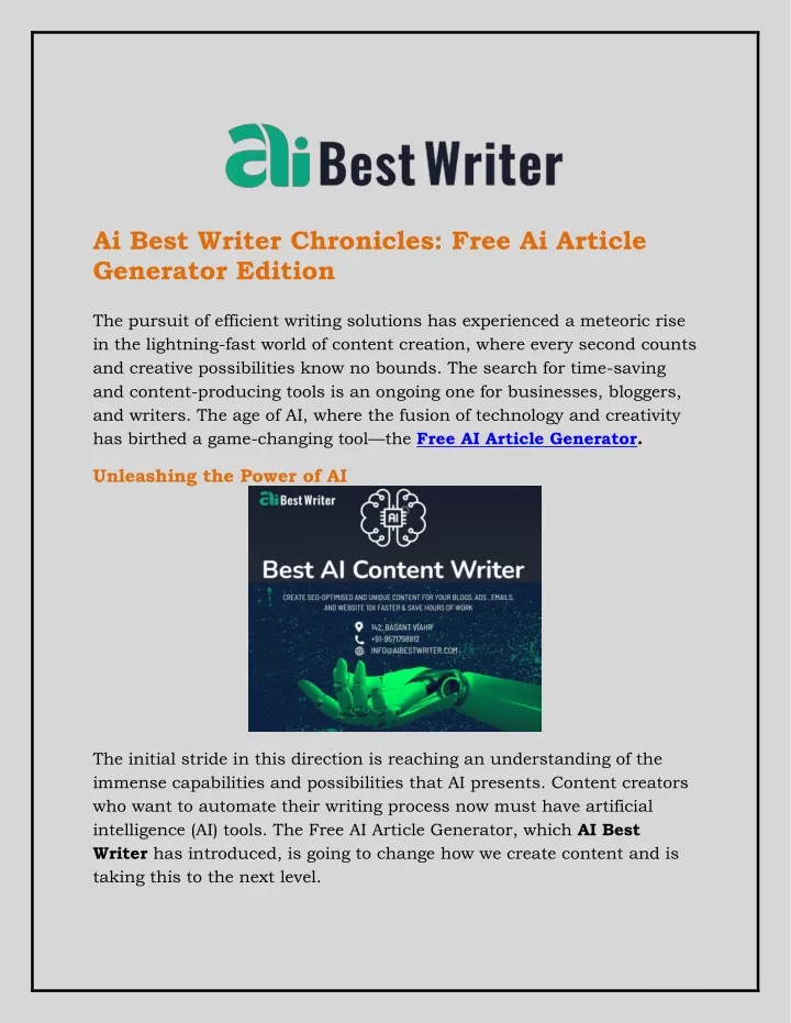 ai best writer chronicles free ai article