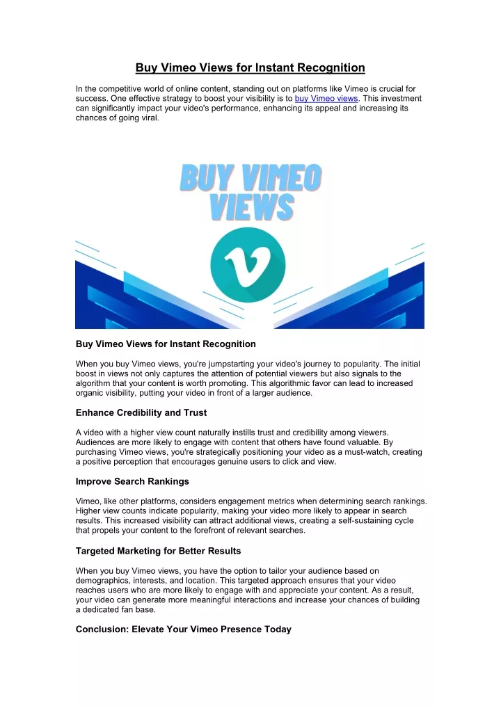buy vimeo views for instant recognition
