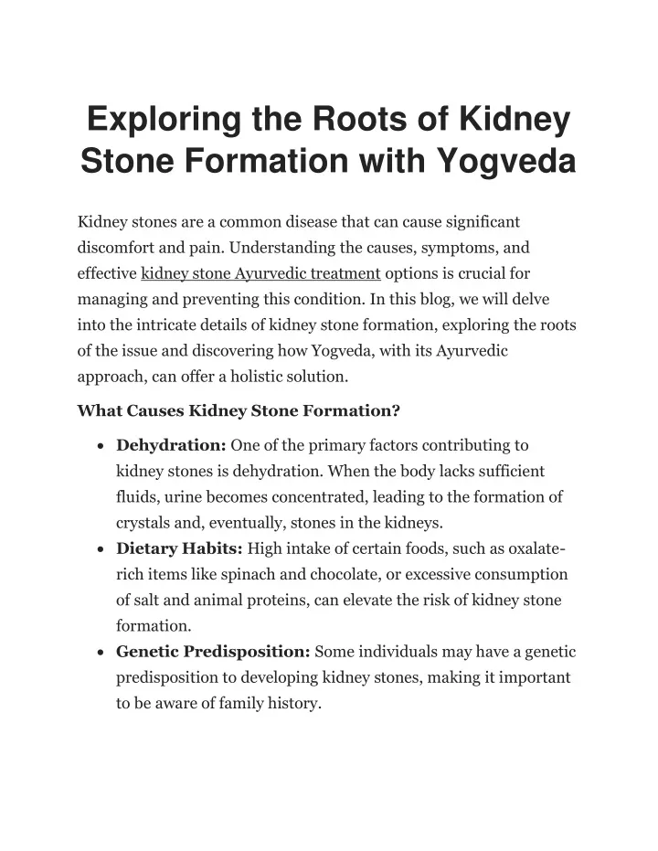 exploring the roots of kidney stone formation
