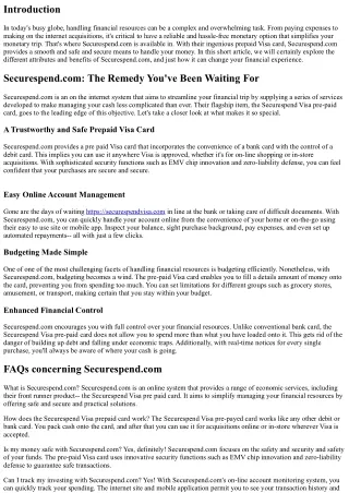 Securespend.com: Simplifying Your Financial Trip