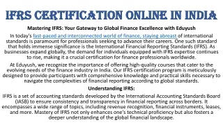 IFRS certification online in India
