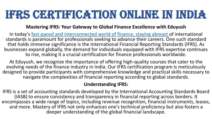 ifrs certification online in india