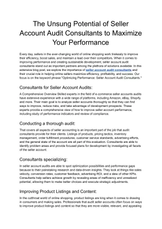 the unsung potential of seller account audit