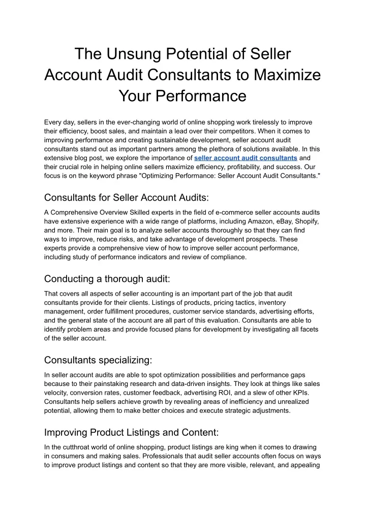 the unsung potential of seller account audit