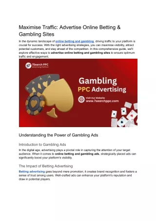 Maximise Traffic: Advertise Online Betting & Gambling Sites